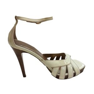 👠 NWOB Colin Stuart Women's Cream Leather Ankle Strap Stiletto Heel Sz 7…